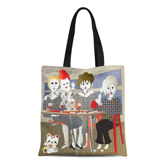 ASHLEIGH Canvas Tote Bag Jong Mah Jongg Mahj Mahjong Friends Winner Reusable Handbag Shoulder Grocery Shopping Bags