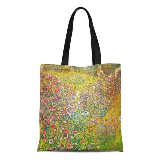 ASHLEIGH Canvas Tote Bag Landscapes Gustav Klimt Pink Flower Paintings Famous Reusable Handbag Shoulder Grocery Shopping Bags