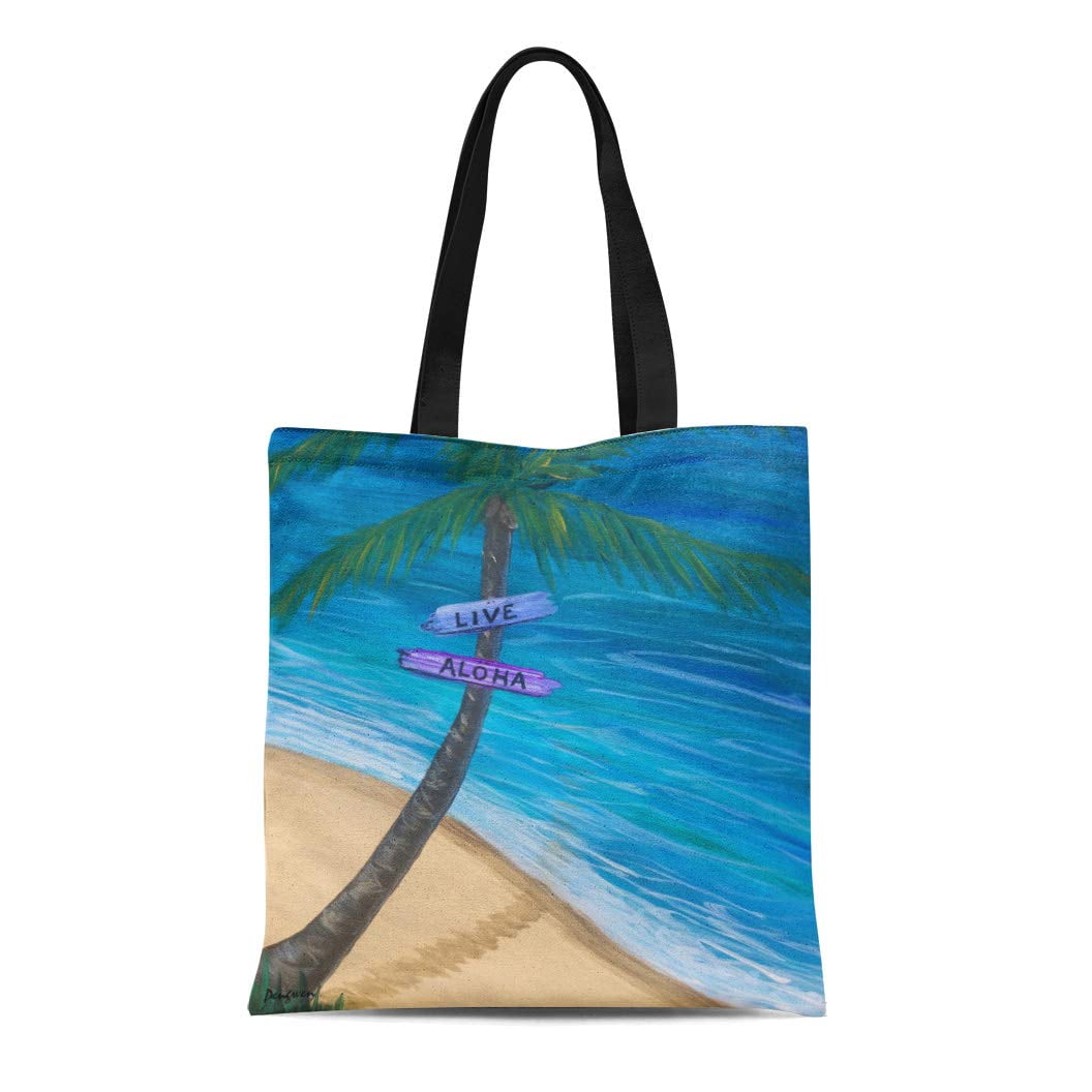 ASHLEIGH Canvas Tote Bag Live 20X20 Maui Turtle Beach Aloha