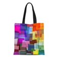 thumbnail image 1 of ASHLEIGH Canvas Tote Bag Modern Abstract Colorful Squares Trapeze and Lines Retro Rainbow Durable Reusable Shopping Shoulder Grocery Bag, 1 of 1