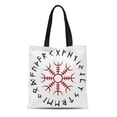 thumbnail image 1 of ASHLEIGH Canvas Tote Bag Nordic Aegishjalmur Symbol Thor Abstract Algiz Amulet Black White Reusable Shoulder Grocery Shopping Bags Handbag, 1 of 1