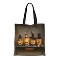 thumbnail image 1 of ASHLEIGH Canvas Tote Bag Orange Scarecrow Happy Halloween Four Friends on Trolley Fun Durable Reusable Shopping Shoulder Grocery Bag, 1 of 1