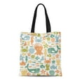 thumbnail image 1 of ASHLEIGH Canvas Tote Bag Pattern Colorful Sea Creatures Whale Fish Shell Child Ocean Durable Reusable Shopping Shoulder Grocery Bag, 1 of 1