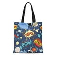 thumbnail image 1 of ASHLEIGH Canvas Tote Bag Pattern Comic Book Speech Bubbles Effect Cartoon Pop Noise Reusable Shoulder Grocery Shopping Bags Handbag, 1 of 1
