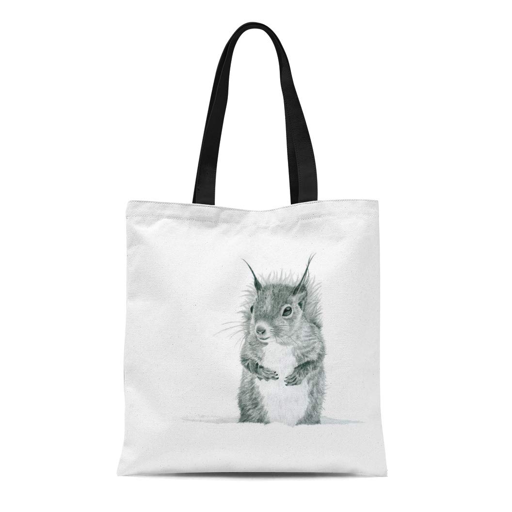 Squirrely Squirrel Lover Tote Bag - Natural Canvas Reusable Shopping Bag, 2 Sizes - View #4
