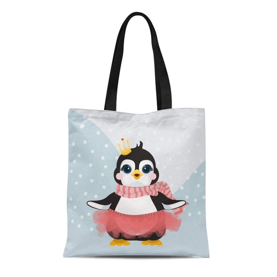 ASHLEIGH Canvas Tote Bag Penguin Is Hilarious New Year Girl Princess Baby Reusable Shoulder Grocery Shopping Bags Handbag