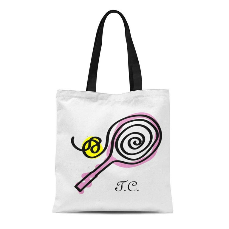 ASHLEIGH Canvas Tote Bag Pink Ball Cute Tennis Monogram Racket
