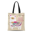thumbnail image 1 of ASHLEIGH Canvas Tote Bag Purple Cute Llama Custom Color Peru Live Girls Reusable Handbag Shoulder Grocery Shopping Bags, 1 of 1
