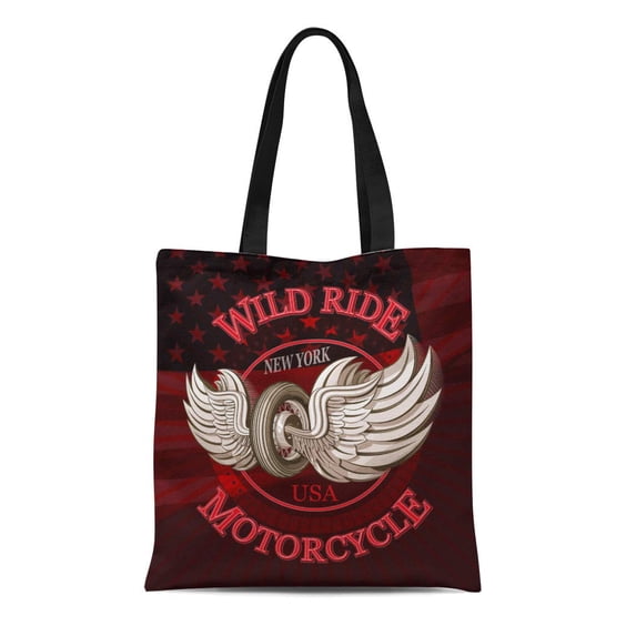 ASHLEIGH Canvas Tote Bag Racer Vintage Motorcycle Label America Antique Biker Black Car Reusable Shoulder Grocery Shopping Bags Handbag