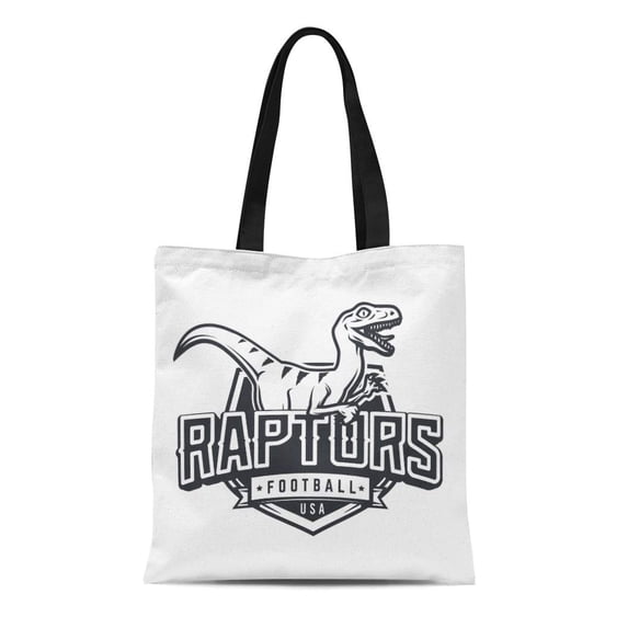 ASHLEIGH Canvas Tote Bag Raptor Sport Mascot Vintage College Team of Arms Dino Durable Reusable Shopping Shoulder Grocery Bag