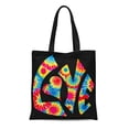 thumbnail image 1 of ASHLEIGH Canvas Tote Bag Red Dye Tie Dyed Love Symbol Blue Tye Hippy Reusable Shoulder Grocery Shopping Bags Handbag, 1 of 1