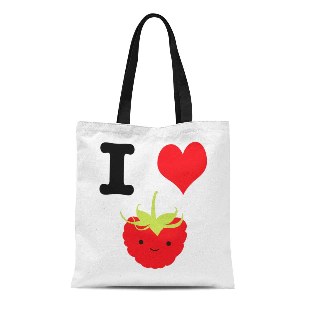 ASHLEIGH Canvas Tote Bag Red Raspberries I Heart Raspberry Love Cute ...