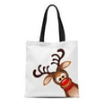 thumbnail image 1 of ASHLEIGH Canvas Tote Bag Red Rudolph Funny Reindeer on White Christmas Nose Durable Reusable Shopping Shoulder Grocery Bag, 1 of 1