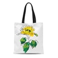 thumbnail image 1 of ASHLEIGH Canvas Tote Bag Scalable Drawing of Yellow Sunflower Green Leaves Strokes Paint Reusable Shoulder Grocery Shopping Bags Handbag, 1 of 1