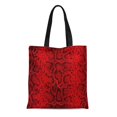 thumbnail image 1 of ASHLEIGH Canvas Tote Bag Snake Exotic Snakeskin Ruby Red Skin Cobra Rattlesnake Python Reusable Handbag Shoulder Grocery Shopping Bags, 1 of 1