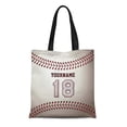 thumbnail image 1 of ASHLEIGH Canvas Tote Bag Sports Player Number 18 Baseball Stitches Team League Group Reusable Handbag Shoulder Grocery Shopping Bags, 1 of 1
