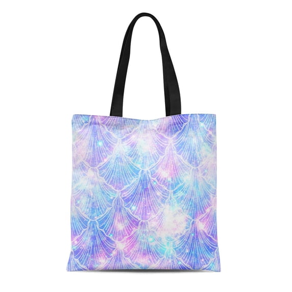 ASHLEIGH Canvas Tote Bag Unicorn Mermaid Galaxy in Pattern Abstract Mystical All Over Durable Reusable Shopping Shoulder Grocery Bag