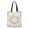 thumbnail image 1 of ASHLEIGH Canvas Tote Bag Vintage Magic Sun and Moon Fabrics Scrap Booking Reusable Shoulder Grocery Shopping Bags Handbag, 1 of 1