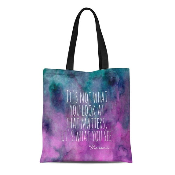 ASHLEIGH Canvas Tote Bag Watercolor Ann Inspirational Thoreau Purple Powell Abstract Popular Reusable Handbag Shoulder Grocery Shopping Bags