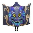 thumbnail image 1 of ASHLEIGH Comfortable Hooded Throw Wrap Cheshire Cat And Ivy Floral Pattern Wearable Blanket 56x80 Inch, 1 of 3