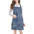 thumbnail image 1 of ASHLEIGH Denim Material Patchwork Adjustable Bib Apron for Cooking Baking Gardening Home Kitchen Apron for Women Men with Pockets, 1 of 1