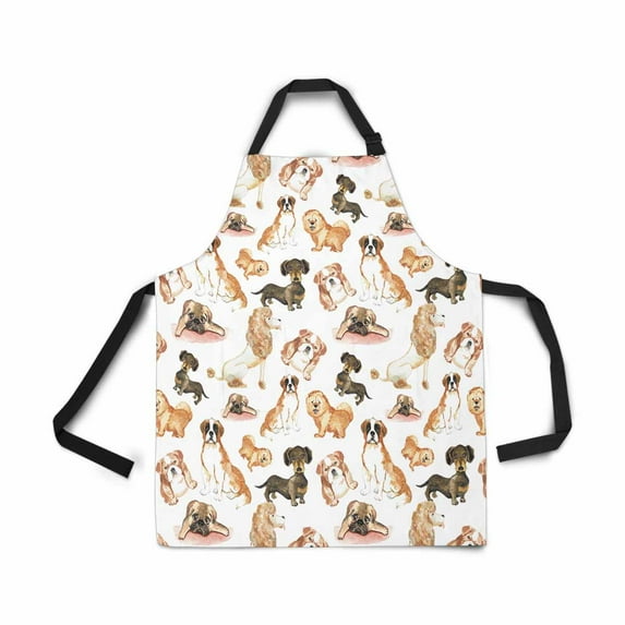 ASHLEIGH Dogs St Bernard Dog Dachshund Poodle Pug Apron for Women Men Girls Chef with Pockets Kitchen Apron for Cooking Baking Gardening Grooming