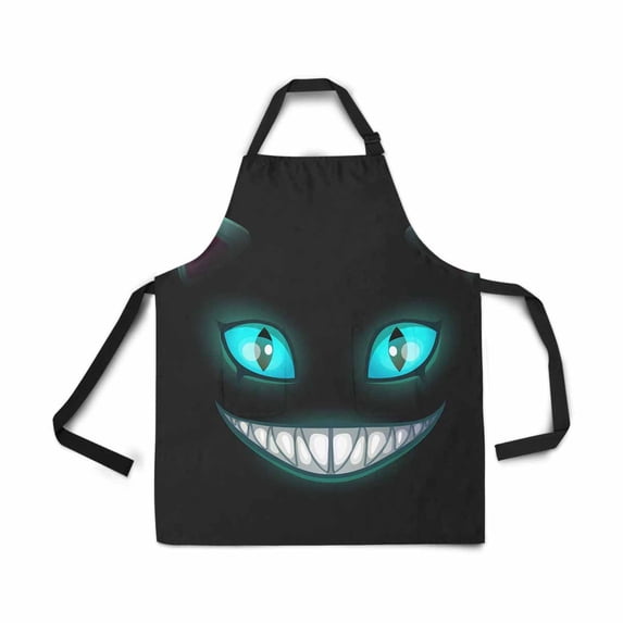 ASHLEIGH Fantasy Scary Smiling Cat Face 3D Cat Apron for Women Men Girls Chef with Pockets Adjustable Bib Kitchen Cook Apron for Cooking Baking Gardening Pet Grooming Cleaning