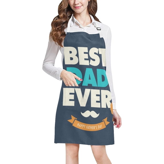 ASHLEIGH Fathers Day Best Dad Ever Apron BBQ Aprons Kitchen Aprons With Two Pockets For Women Men