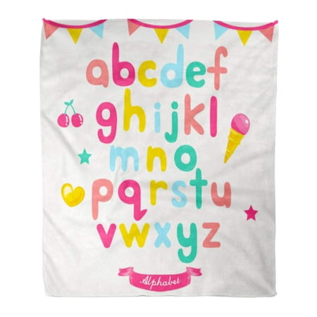 ASHLEIGH Flannel Throw Blanket ABC Colorful Kids Cartoon Alphabet Typeface Character Children Clip Soft for Bed Sofa and Couch 50x60 Inches