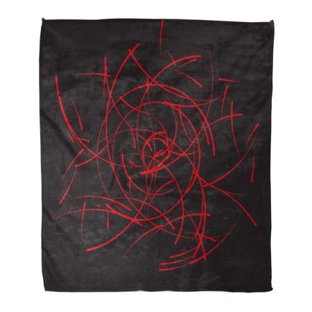 ASHLEIGH Flannel Throw Blanket Abstract Curves of Red Lines Chaotically Modern and Random Curvy Artistic 50x60 Inch Lightweight Cozy Plush Fluffy Warm Fuzzy Soft