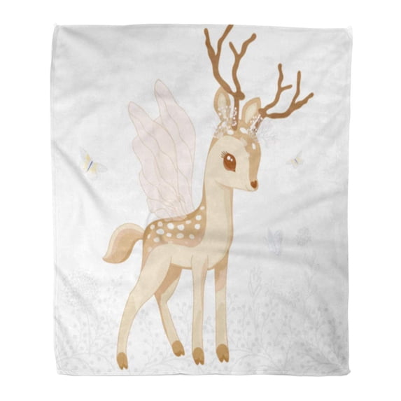 ASHLEIGH Flannel Throw Blanket Angel Brown Deer Cute Bambi Graphic Adorable Beautiful Soft for Bed Sofa and Couch 58x80 Inches