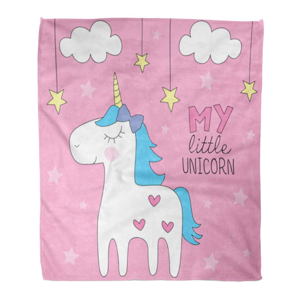 Single Bed Pink Unicorn Plush Blanket