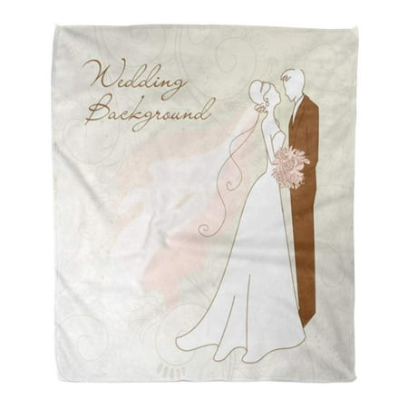 ASHLEIGH Flannel Throw Blanket Beautiful White Bride Wedding Groom Dress Graphic Husband Line Soft for Bed Sofa and Couch 58x80 Inches