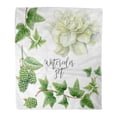 thumbnail image 1 of ASHLEIGH Flannel Throw Blanket Beautiful of Watercolor White Gardenia Green BlackBerry and Ivy Soft for Bed Sofa and Couch 58x80 Inches, 1 of 1