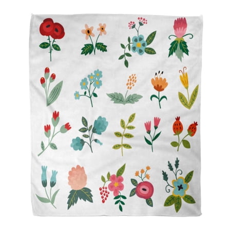 ASHLEIGH Flannel Throw Blanket Bouquet Cute Flowers Beautiful Congratulations Floral Happy Hipster Leaves Soft for Bed Sofa and Couch 50x60 Inches