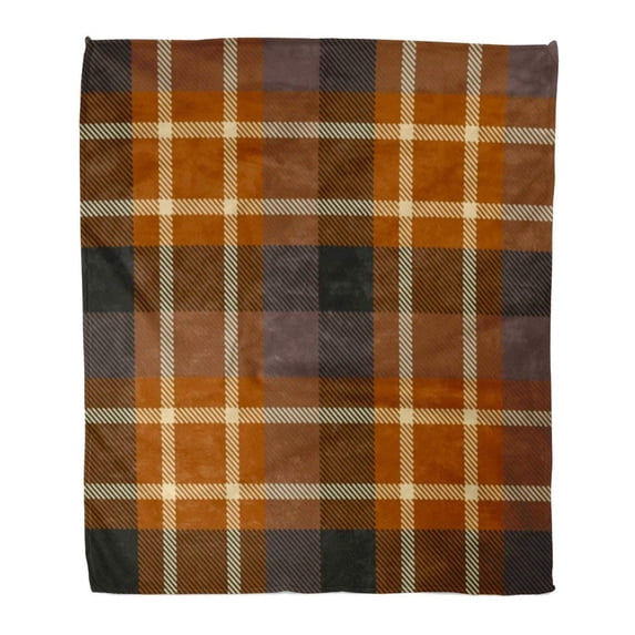 ASHLEIGH Flannel Throw Blanket Brown Winter Tartan Plaid Pattern Printing Pattern Colorful Booking Brick Bright 58x80 Inch Lightweight Cozy Plush Fluffy Warm Fuzzy Soft