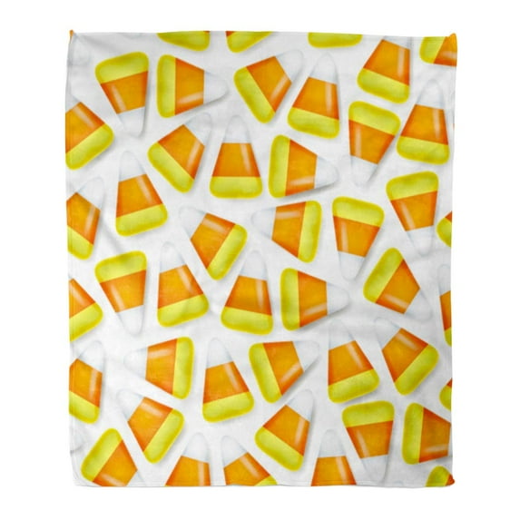 ASHLEIGH Flannel Throw Blanket Celebration Orange Autumn Candy Corn Sweets Halloween Symbol Yellow Soft for Bed Sofa and Couch 50x60 Inches