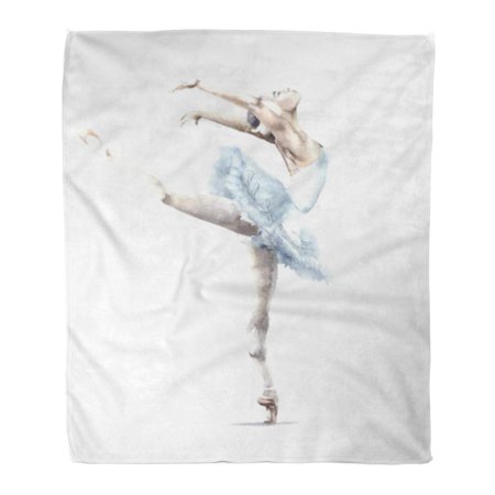 ASHLEIGH Flannel Throw Blanket Dancer Ballet Ballerina Dancing Girl Watercolor Painting White Woman Soft for Bed Sofa and Couch 58x80 Inches