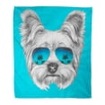 thumbnail image 1 of ASHLEIGH Flannel Throw Blanket Drawn Portrait of Yorkshire Terrier Dog Mirror Sunglasses Funny Soft for Bed Sofa and Couch 50x60 Inches, 1 of 1