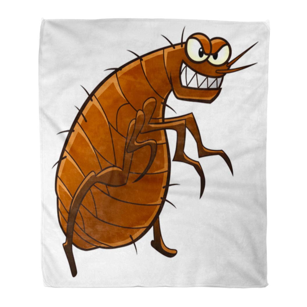 ASHLEIGH Flannel Throw Blanket Funny Cartoon Flea Parasite Bloodsucking