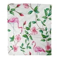 thumbnail image 1 of ASHLEIGH Flannel Throw Blanket Green Pink Flamingos in The Branches of Rose Soft for Bed Sofa and Couch 50x60 Inches, 1 of 1