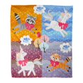 thumbnail image 1 of ASHLEIGH Flannel Throw Blanket Patchwork Pattern Cute Cartoon Unicorns Raccoon Birds and Little Fox on Polka Dots Patchs 50x60 Inch Lightweight Cozy Plush Fluffy Warm Fuzzy Soft, 1 of 4