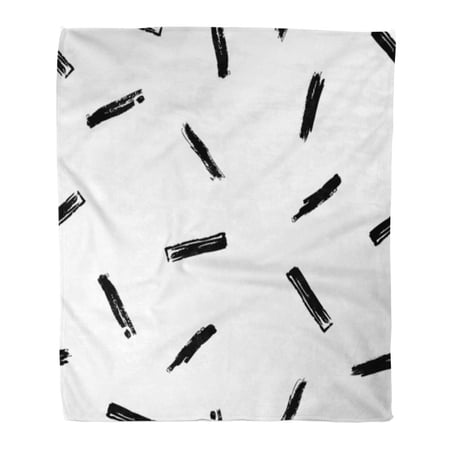 ASHLEIGH Flannel Throw Blanket Pattern Black and White Simple Abstract Inspired Stripes Circles Soft for Bed Sofa and Couch 50x60 Inches