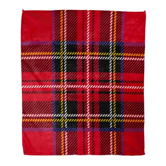 ASHLEIGH Flannel Throw Blanket Red Plaid Pattern Printing Royal Stewart Tartan Pattern British Kilt Scottish 50x60 Inch Lightweight Cozy Plush Fluffy Warm Fuzzy Soft