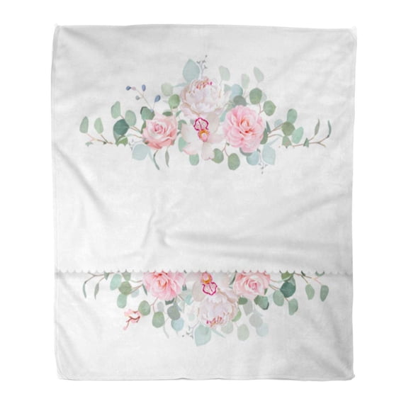 ASHLEIGH Flannel Throw Blanket Rose Camellia Orchid Peony Silver Dollar Eucalyptus Cute Rustic Soft for Bed Sofa and Couch 58x80 Inches