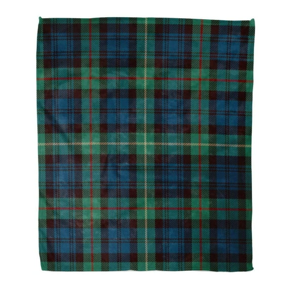 ASHLEIGH Flannel Throw Blanket Scottish Tartan Blue Black Green Red and Gold Plaid Pattern Printing Flannel Patterns Tiles for Celtic 58x80 Inch Lightweight Cozy Plush Fluffy Warm Fuzzy Soft