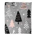 thumbnail image 1 of ASHLEIGH Flannel Throw Blanket Star Pattern Christmas Trees in Black Pastel Pink and White on Gray Modern Original Festive Wall Xmas 58x80 Inch Lightweight Cozy Plush Fluffy Warm Fuzzy Soft, 1 of 4