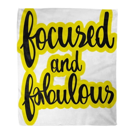 ASHLEIGH Flannel Throw Blanket Text Focused and Fabulous Modern Brush White Lettering Products Soft for Bed Sofa and Couch 58x80 Inches
