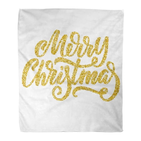 ASHLEIGH Flannel Throw Blanket Text Hand Lettering Inscription Merry Christmas Effect White Festive Soft for Bed Sofa and Couch 50x60 Inches