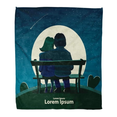 ASHLEIGH Flannel Throw Blanket Valentine Day Happy Couple Sitting on Bench Love Hugs Soft for Bed Sofa and Couch 58x80 Inches